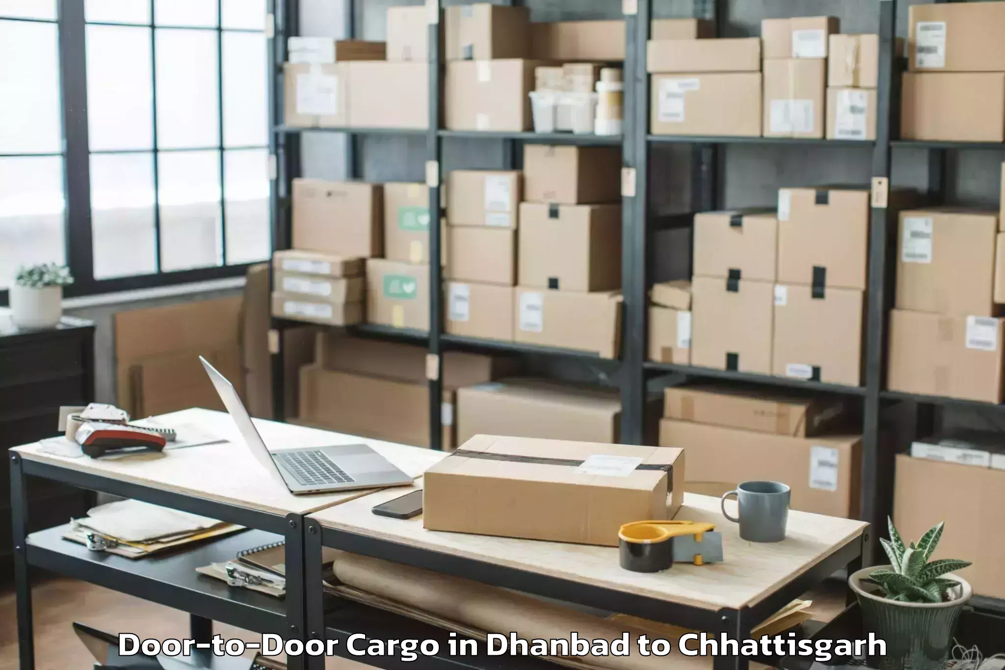 Book Dhanbad to Bishrampur Door To Door Cargo Online